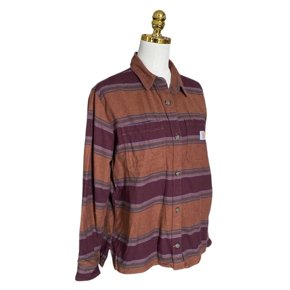 CARHARTT Women's Rugged Flex Relaxed Fit Midweight Flannel Plaid Shirt Size M - Picture 5 of 10